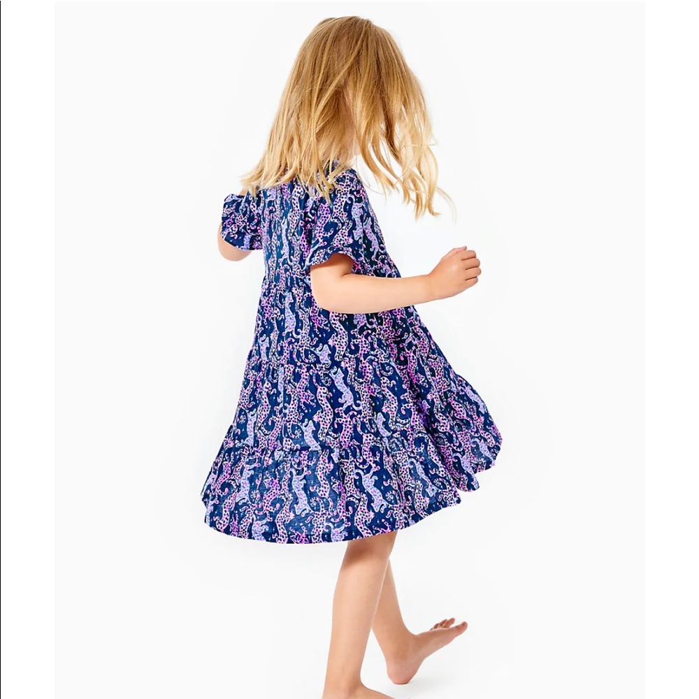 NWT Lilly Pulitzer Girl's Mini Jodee Dress Oyster Bay Navy On The Catwalk - Picture 5 of 6